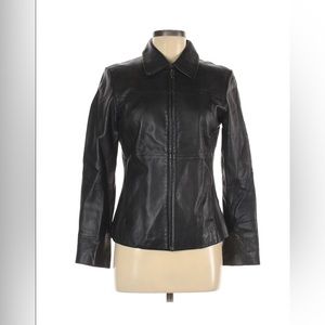 ❗️WILSON LEATHER BLACK ZIPPER JACKET VINTAGE EUC 🪷RARE FIND 🪷 fits xs-s